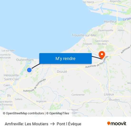 Amfreville: Les Moutiers to Pont l Évêque map