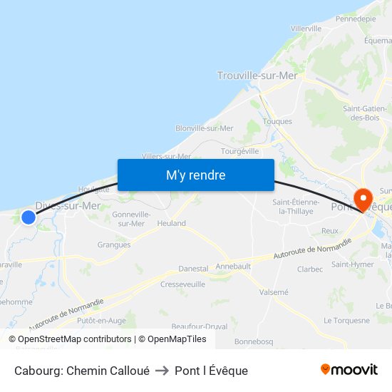 Cabourg: Chemin Calloué to Pont l Évêque map