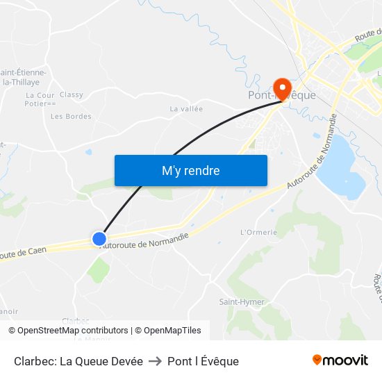 Clarbec: La Queue Devée to Pont l Évêque map