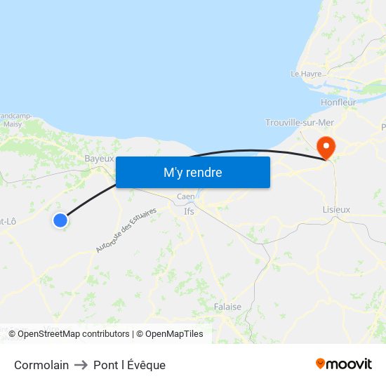 Cormolain to Pont l Évêque map