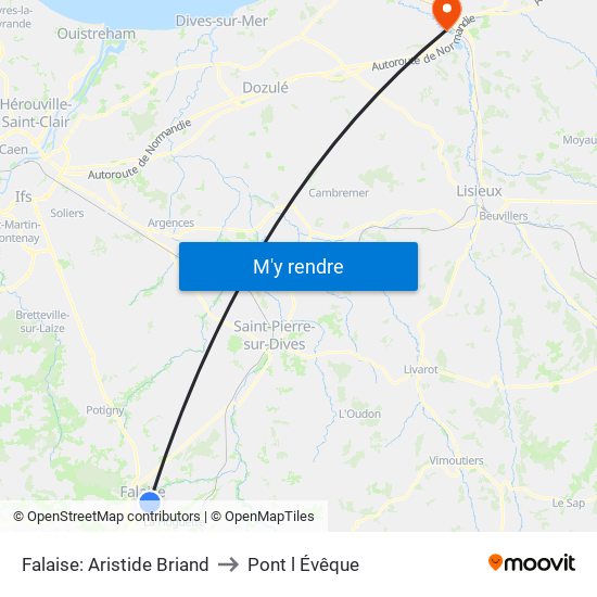 Falaise: Aristide Briand to Pont l Évêque map