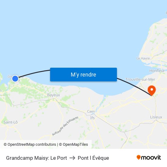 Grandcamp Maisy: Le Port to Pont l Évêque map
