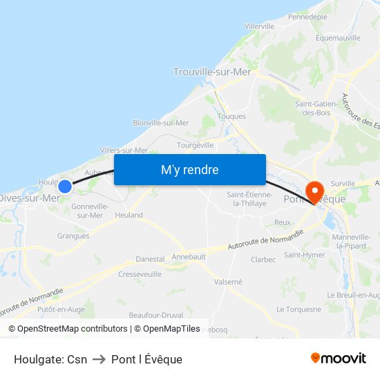 Houlgate: Csn to Pont l Évêque map