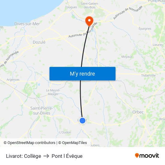 Livarot: Collège to Pont l Évêque map