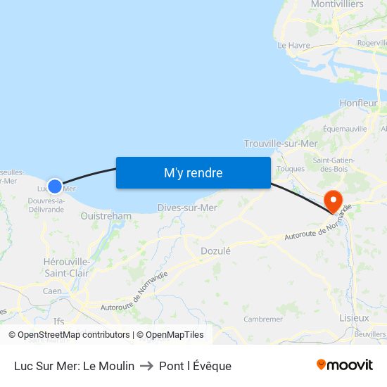 Luc Sur Mer: Le Moulin to Pont l Évêque map