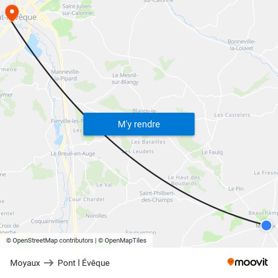 Moyaux to Pont l Évêque map