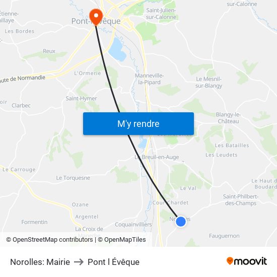 Norolles: Mairie to Pont l Évêque map