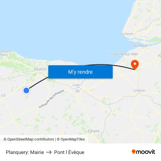 Planquery: Mairie to Pont l Évêque map