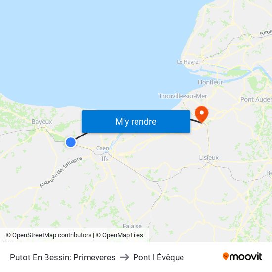 Putot En Bessin: Primeveres to Pont l Évêque map