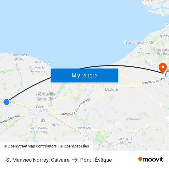 St Manvieu Norrey: Calvaire to Pont l Évêque map