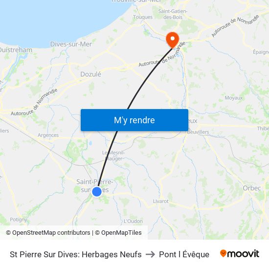 St Pierre Sur Dives: Herbages Neufs to Pont l Évêque map