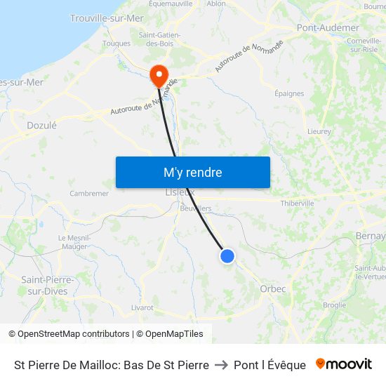 St Pierre De Mailloc: Bas De St Pierre to Pont l Évêque map