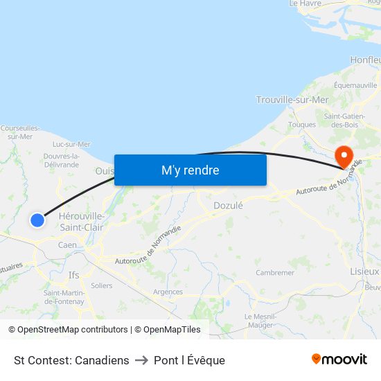 St Contest: Canadiens to Pont l Évêque map