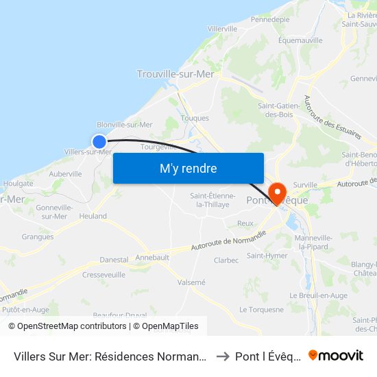 Villers Sur Mer: Résidences Normandes to Pont l Évêque map