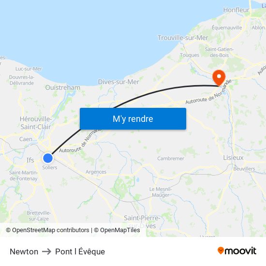 Newton to Pont l Évêque map
