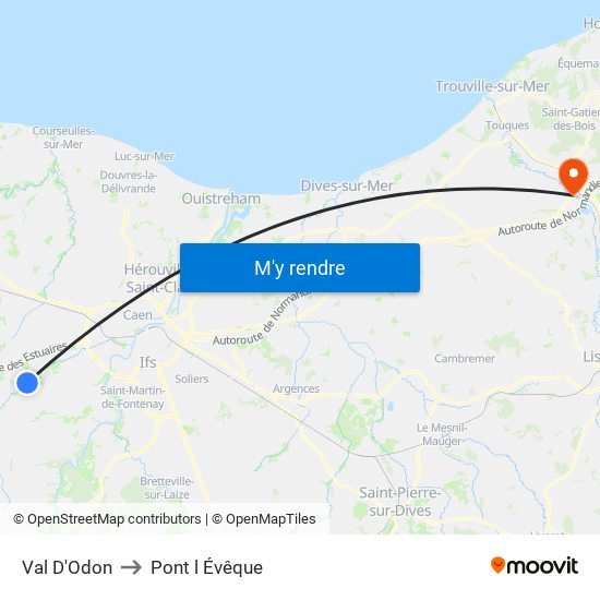 Val D'Odon to Pont l Évêque map