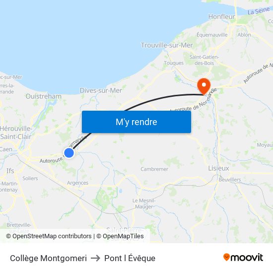Collège Montgomeri to Pont l Évêque map