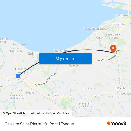 Calvaire Saint-Pierre to Pont l Évêque map