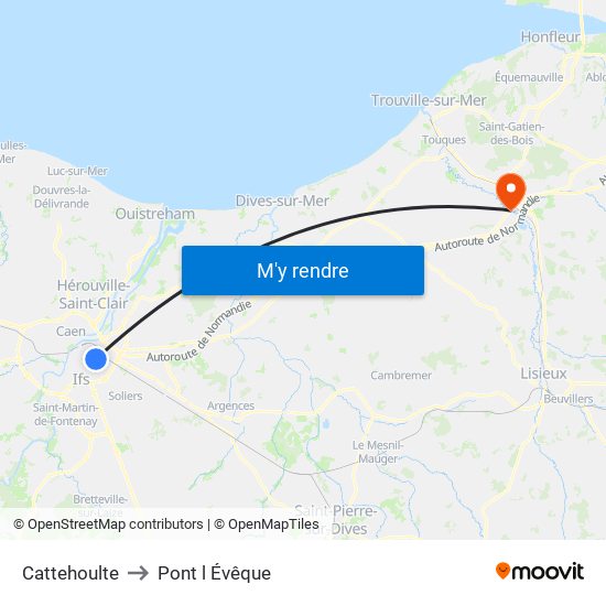 Cattehoulte to Pont l Évêque map