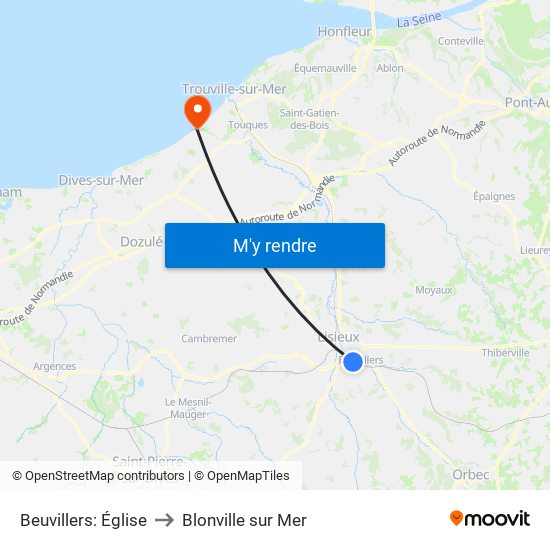 Beuvillers: Église to Blonville sur Mer map