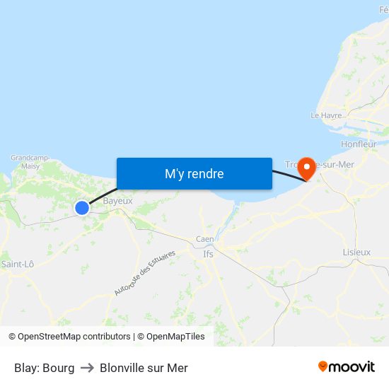 Blay: Bourg to Blonville sur Mer map