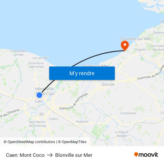 Caen: Mont Coco to Blonville sur Mer map