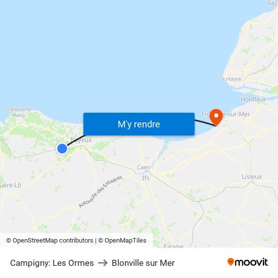 Campigny: Les Ormes to Blonville sur Mer map