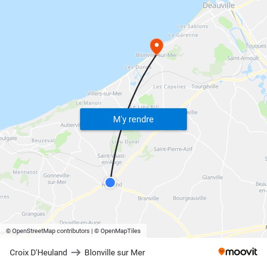 Croix D'Heuland to Blonville sur Mer map