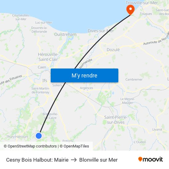 Cesny Bois Halbout: Mairie to Blonville sur Mer map