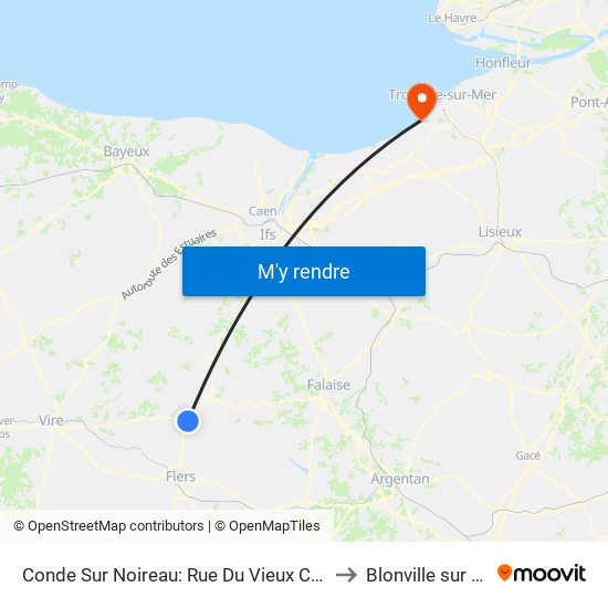 Conde Sur Noireau: Rue Du Vieux Château to Blonville sur Mer map