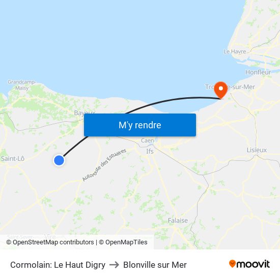 Cormolain: Le Haut Digry to Blonville sur Mer map