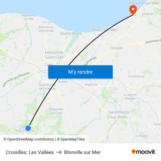 Croisilles: Les Vallées to Blonville sur Mer map