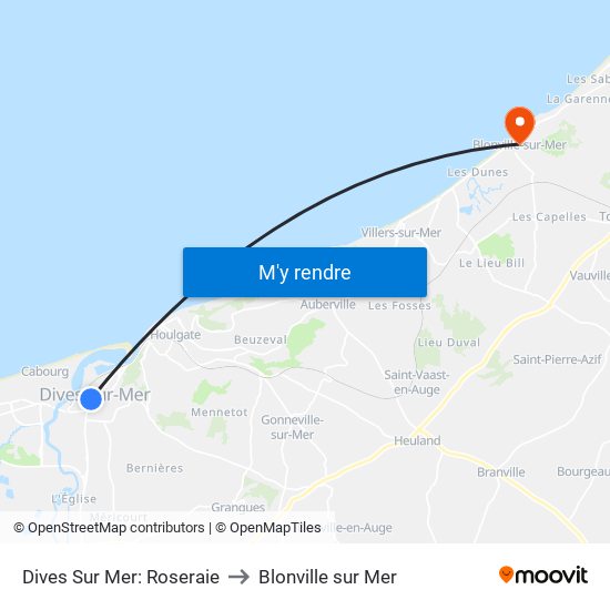 Dives Sur Mer: Roseraie to Blonville sur Mer map