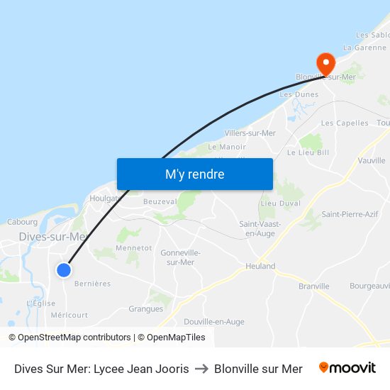 Dives Sur Mer: Lycee Jean Jooris to Blonville sur Mer map