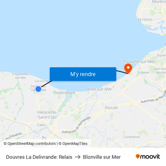 Douvres La Delivrande: Relais to Blonville sur Mer map