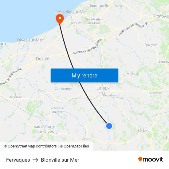 Fervaques to Blonville sur Mer map