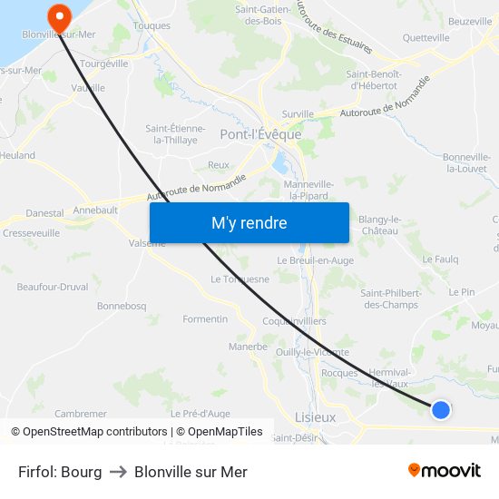 Firfol: Bourg to Blonville sur Mer map