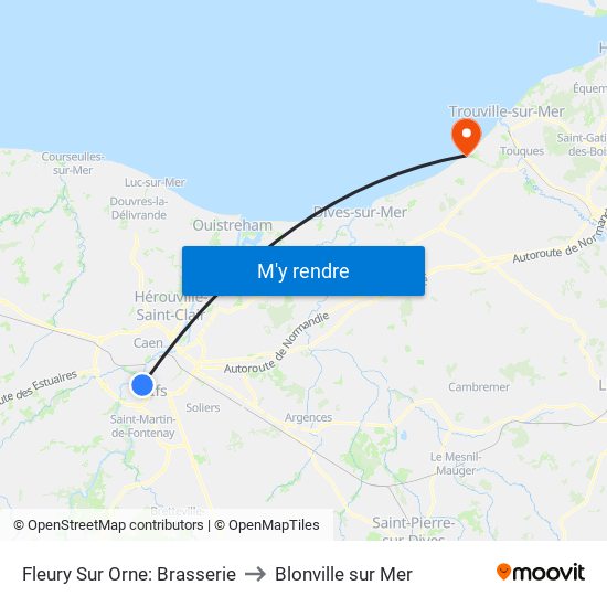 Fleury Sur Orne: Brasserie to Blonville sur Mer map