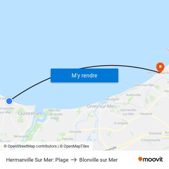 Hermanville Sur Mer: Plage to Blonville sur Mer map