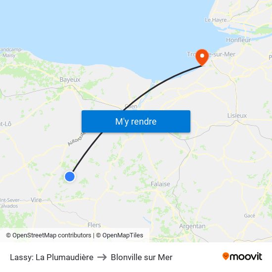 Lassy: La Plumaudière to Blonville sur Mer map