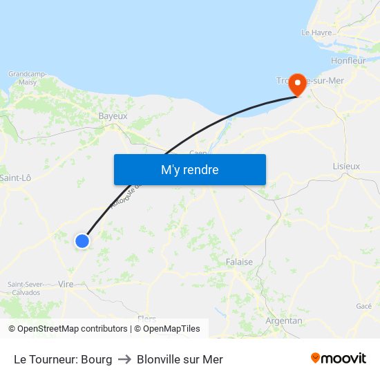 Le Tourneur: Bourg to Blonville sur Mer map