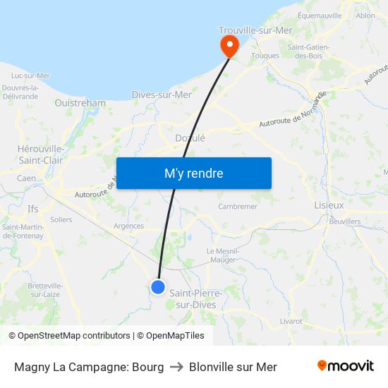 Magny La Campagne: Bourg to Blonville sur Mer map