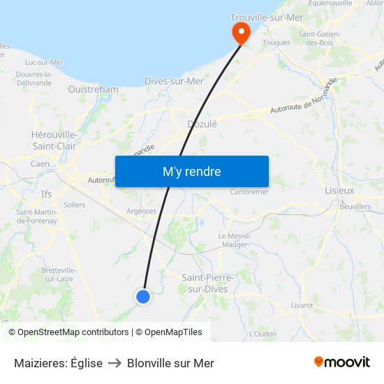 Maizieres: Église to Blonville sur Mer map