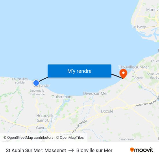 St Aubin Sur Mer: Massenet to Blonville sur Mer map