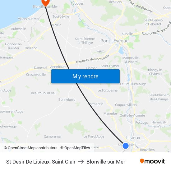 St Desir De Lisieux: Saint Clair to Blonville sur Mer map