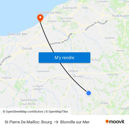 St Pierre De Mailloc: Bourg to Blonville sur Mer map