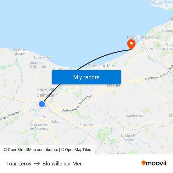 Tour Leroy to Blonville sur Mer map