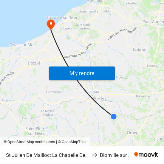 St Julien De Mailloc: La Chapelle De Mailloc to Blonville sur Mer map