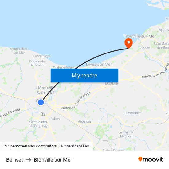 Bellivet to Blonville sur Mer map