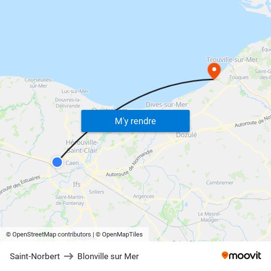 Saint-Norbert to Blonville sur Mer map